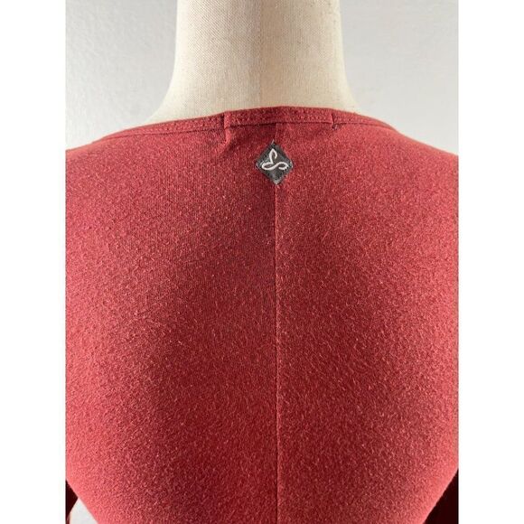 Prana Nadia Faux Wrap Dress Size Small Terracotta Red Casual Stretch Rayon Blend - Picture 7 of 9